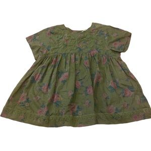Gorgeous boho ivy Jane green chenille detail cotton swing top roses new medium